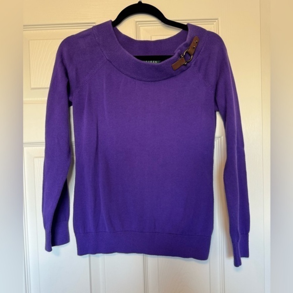 Lauren By Ralph Lauren Sz M Purple Pullover Sweater
